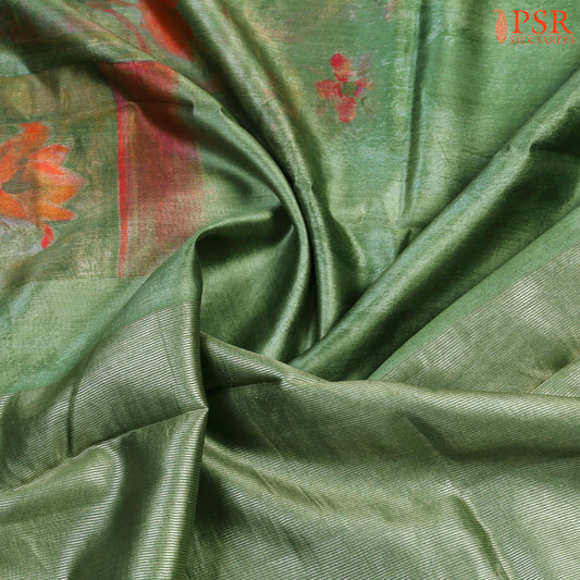 Fern Green Chiniya Silk Saree