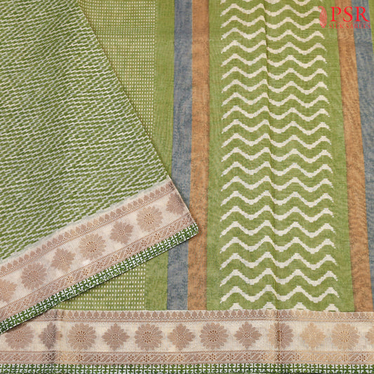 Olive Green Manipuri Super Net Saree