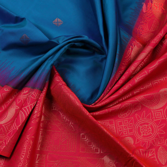 Peacock Blue Art Silk Saree