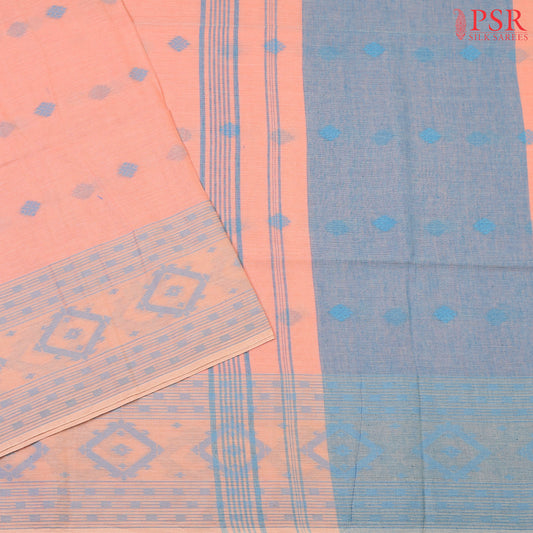 Salmon Peach Byloom Cotton Saree