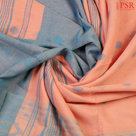 Salmon Peach Byloom Cotton Saree