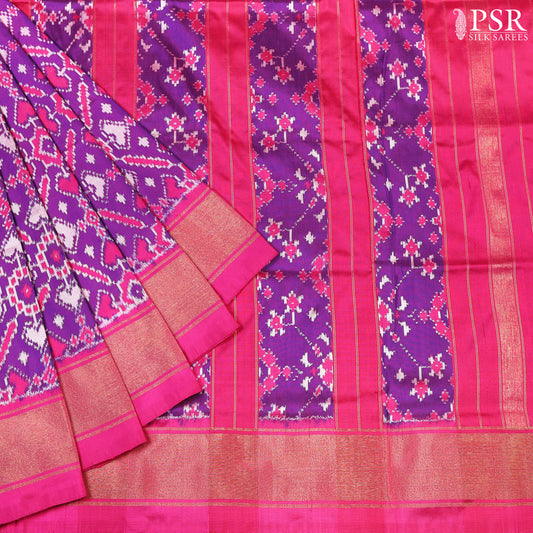 French Violet Pochampally Silk Saree