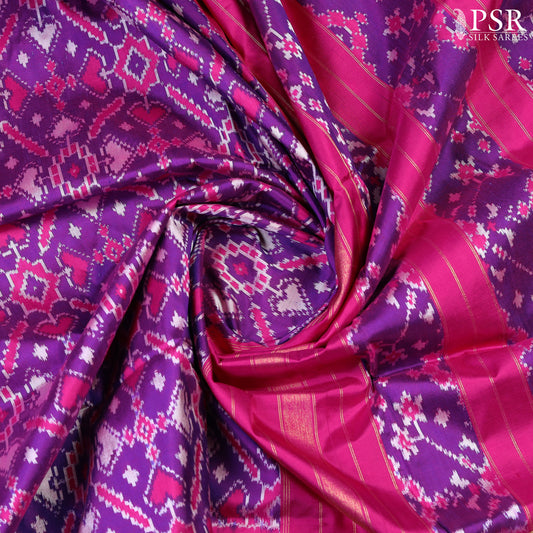 French Violet Pochampally Silk Saree