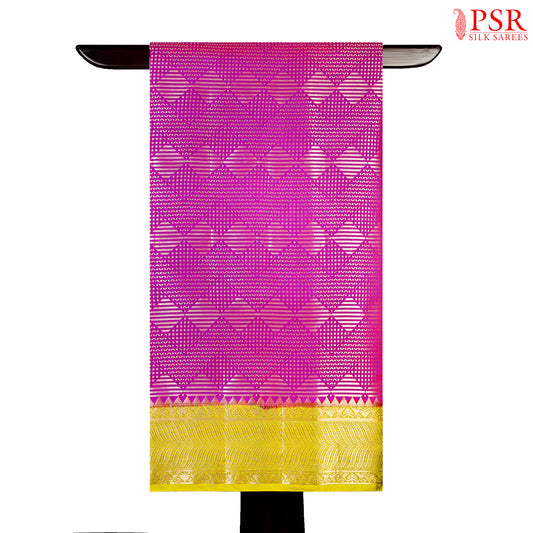 Magenta Purple Silk Cotton Cutwork Saree