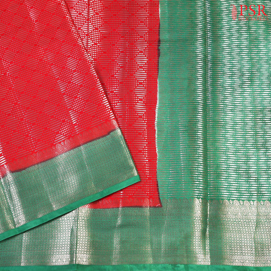 Red Silk Cotton Cutwork Saree