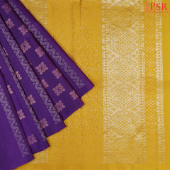 PSR Silk Sarees proudly presents the Indigo Purple Soft Silk Saree, an epitome of grace and opulence. 