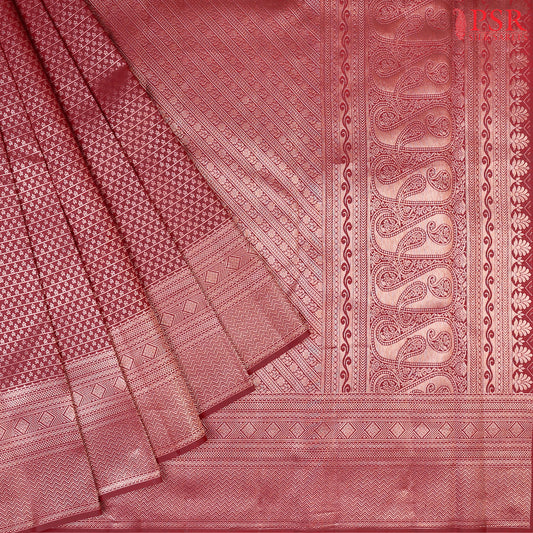 Maroon Kanchipuram Silk Saree with Mixed Copper Zari Jacquard & Rich Zari Pallu – Vaichitray Kanjivaram Collection by PSR Silks