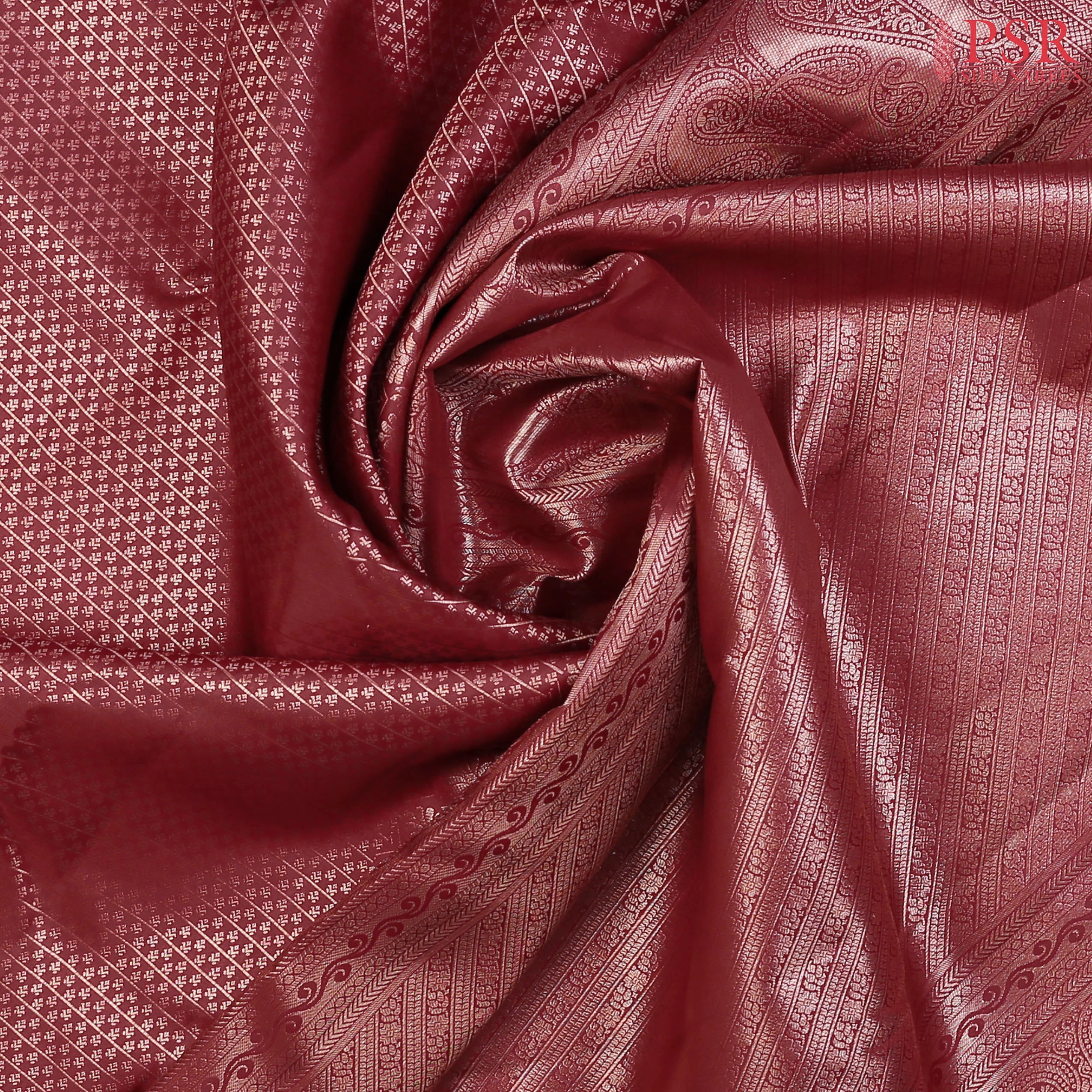 Maroon Kanchipuram Silk Saree with Mixed Copper Zari Jacquard & Rich Zari Pallu – Vaichitray Kanjivaram Collection by PSR Silks