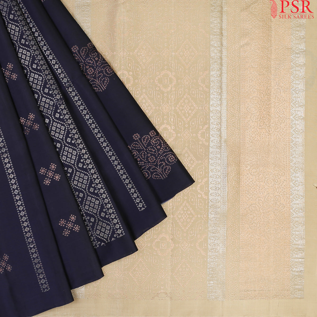 PSR Silk Sarees proudly presents the Midnight Blue&nbsp;Soft Silk Saree, an epitome of grace and opulence. 