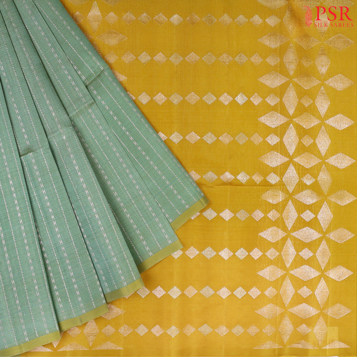 Step into elegance with our Mint Teal&nbsp;Kora Soft Silk Saree, beautifully paired with a&nbsp;Mustard Yellow&nbsp;contrast. 