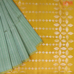 Step into elegance with our Mint Teal&nbsp;Kora Soft Silk Saree, beautifully paired with a&nbsp;Mustard Yellow&nbsp;contrast. 