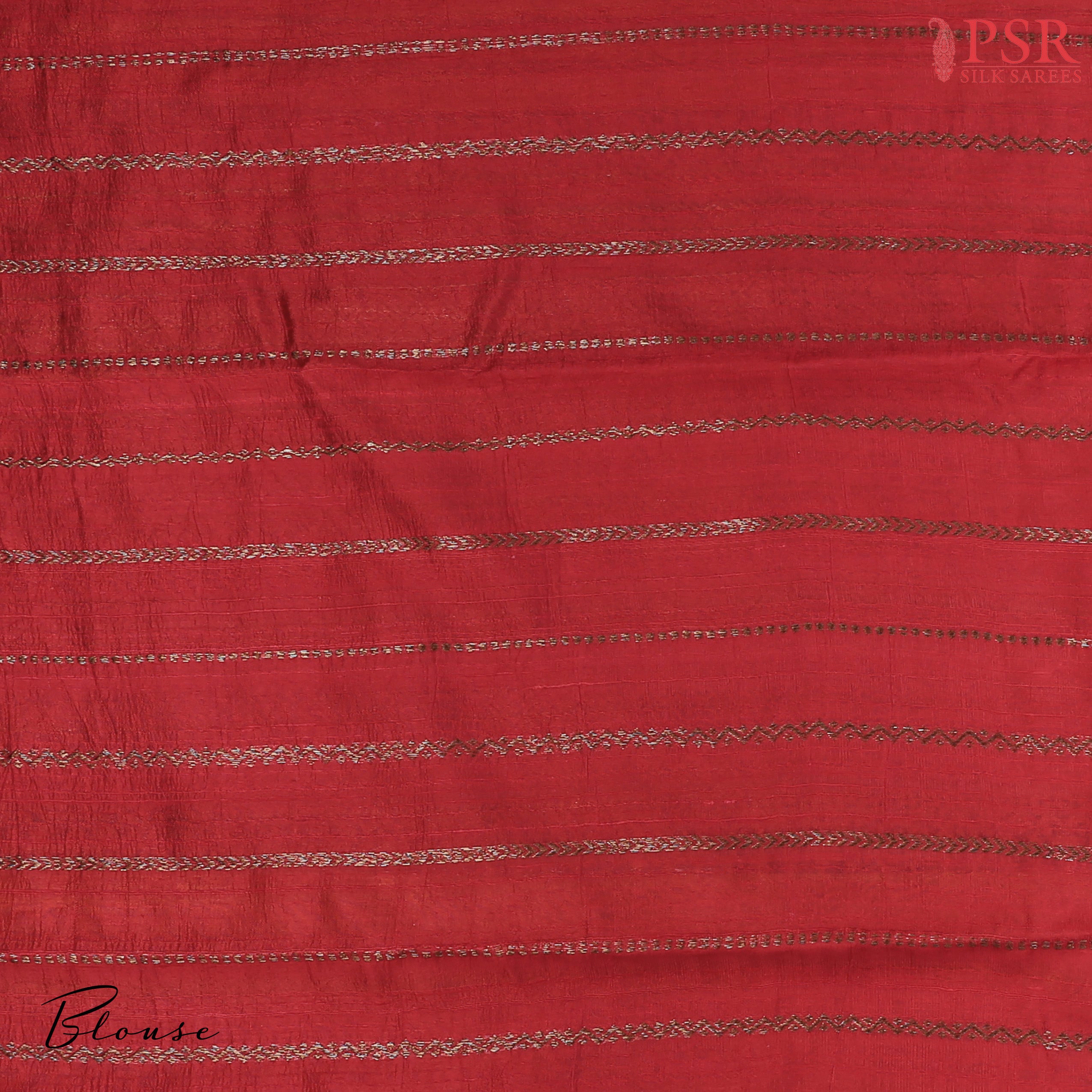 PSR Silks proudly presents a regal Mustard Yellow Banaras Jute Silk Saree, paired with a rich Red combination