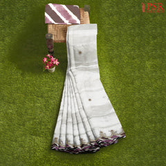 White Dove Tissue Embroidery Saree