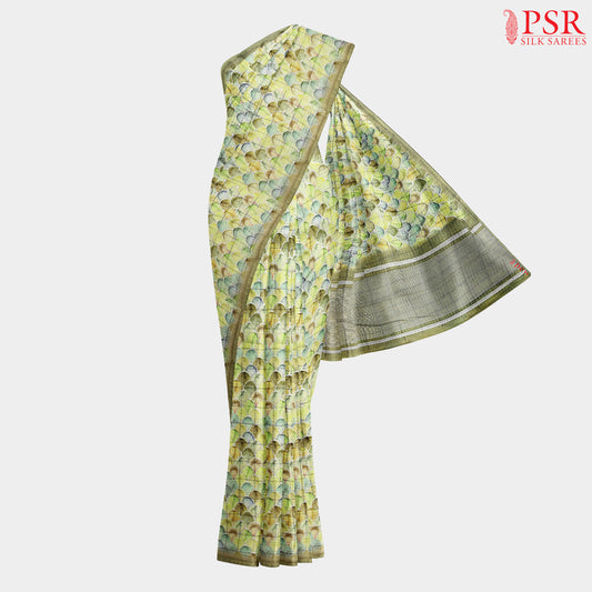 Seashell Yellow Pure Linen Saree