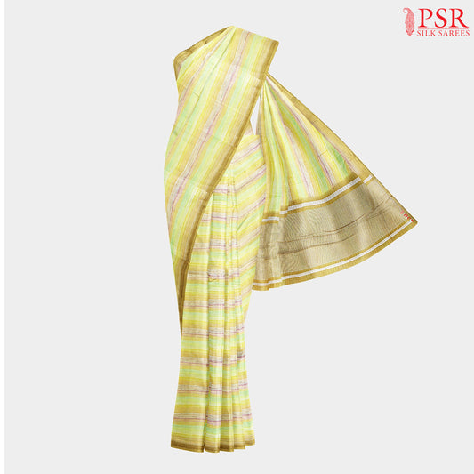 Shades Of Yellow Pure Linen Saree