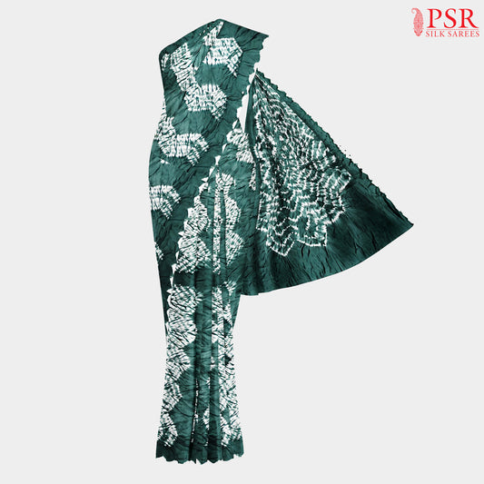 Dark Green Crushed Crepe Bandhini Silk