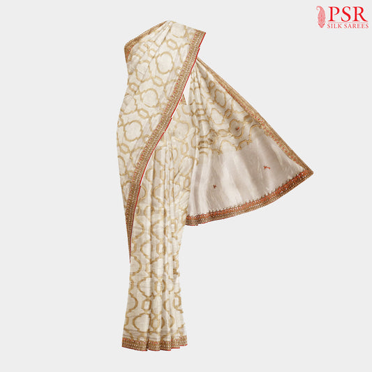 Golden Tissue Embroidery Saree