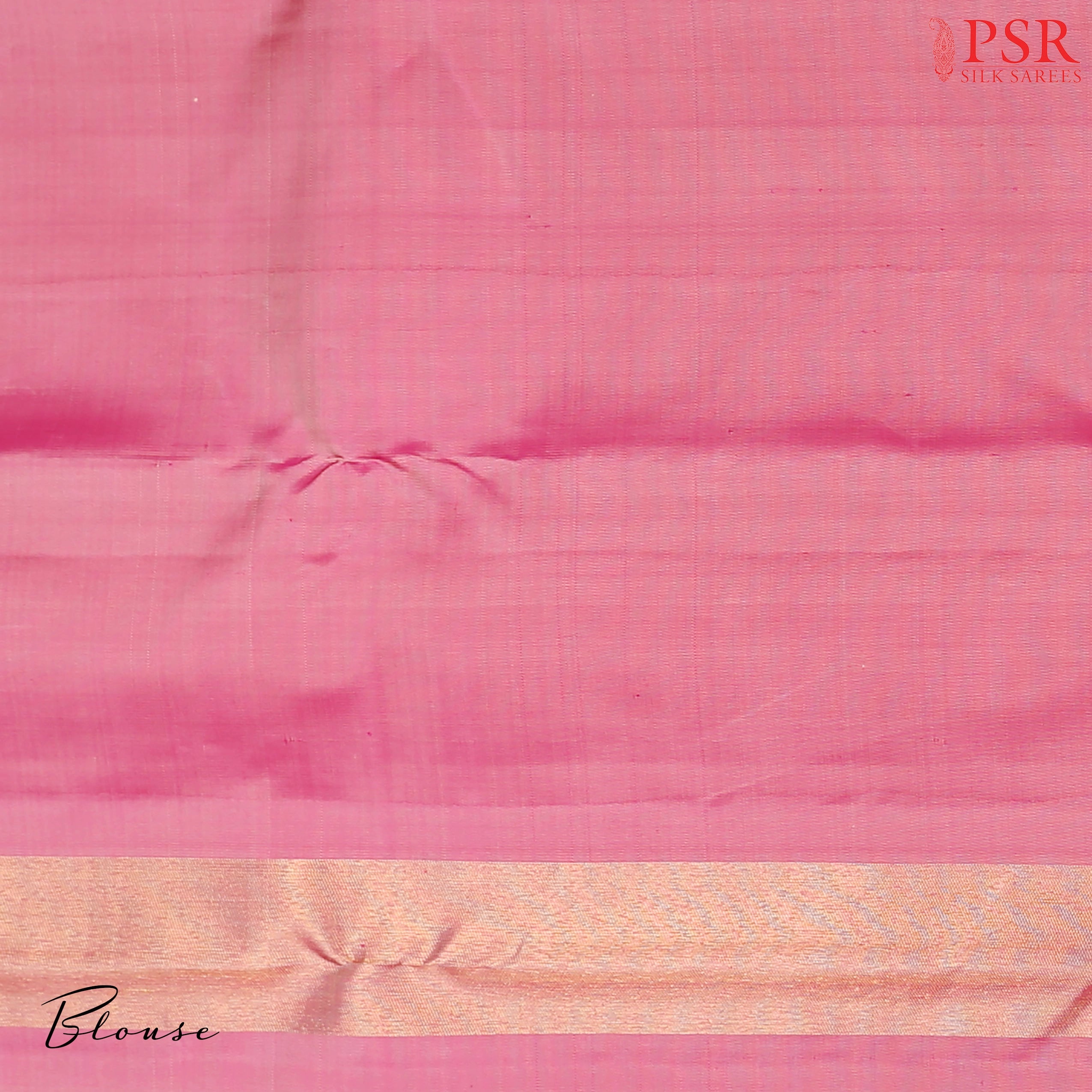 Parchment Beige Kanchipuram Silk Saree from "Shrestha Kanjivaram" with One-Side Temple Tissue Border & Persian Pink Zari Pallu – PSR Silks