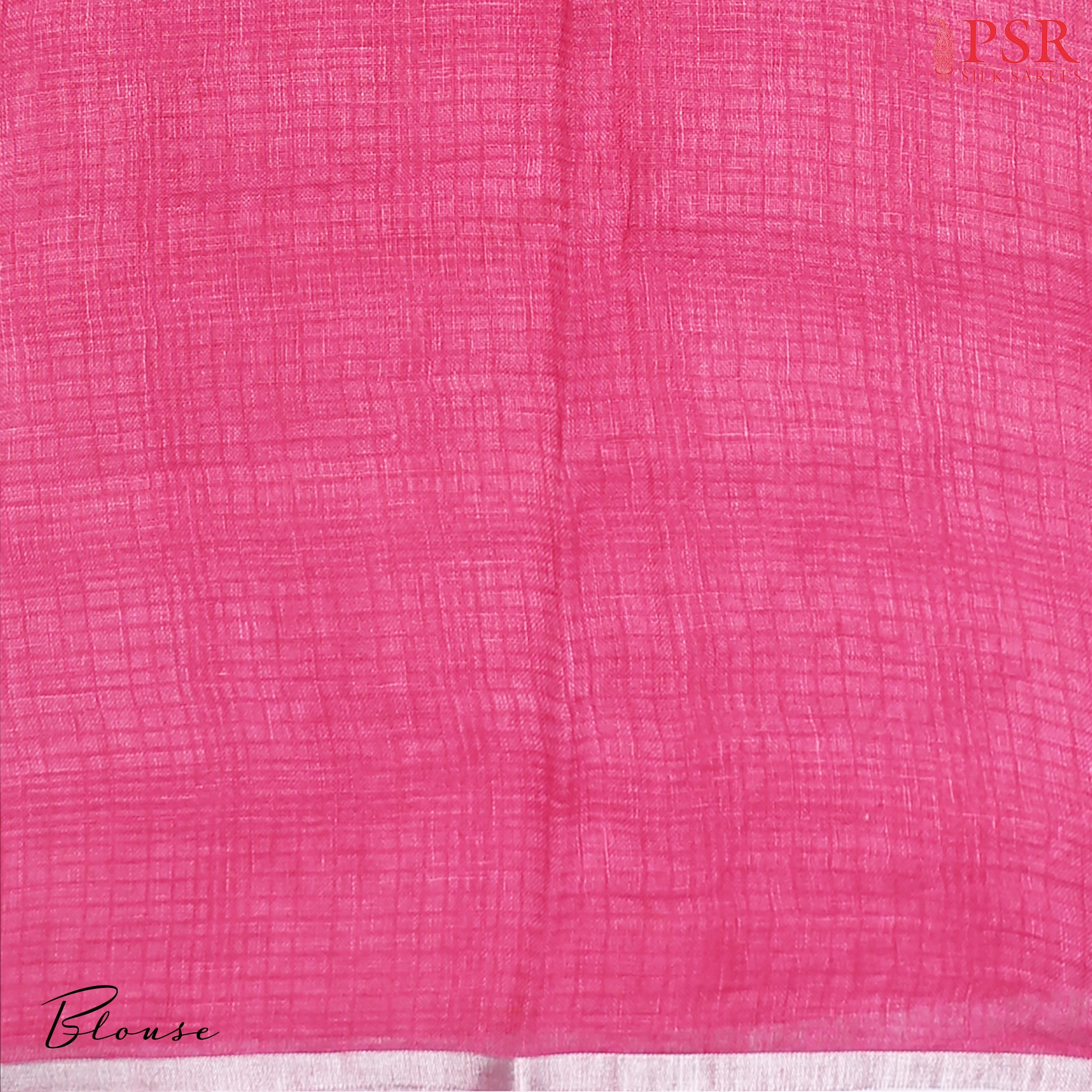 Pink Pure Linen Saree with vintage floral prints, a striped pattern pallu, and a plain blouse—perfect for an elegant and graceful look.