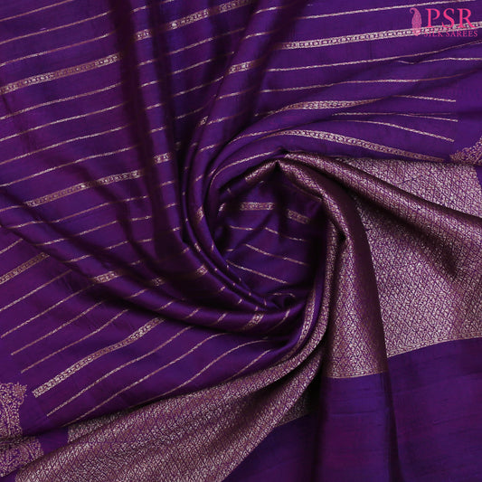 Exude Royalty with PSR Silks' Royal Purple Banarasi Jute Silk Saree!