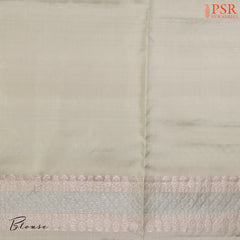 PSR Silk Sarees presents a Ruby Maroon Soft Silk Saree, beautifully complemented with an Olive Grey combination.