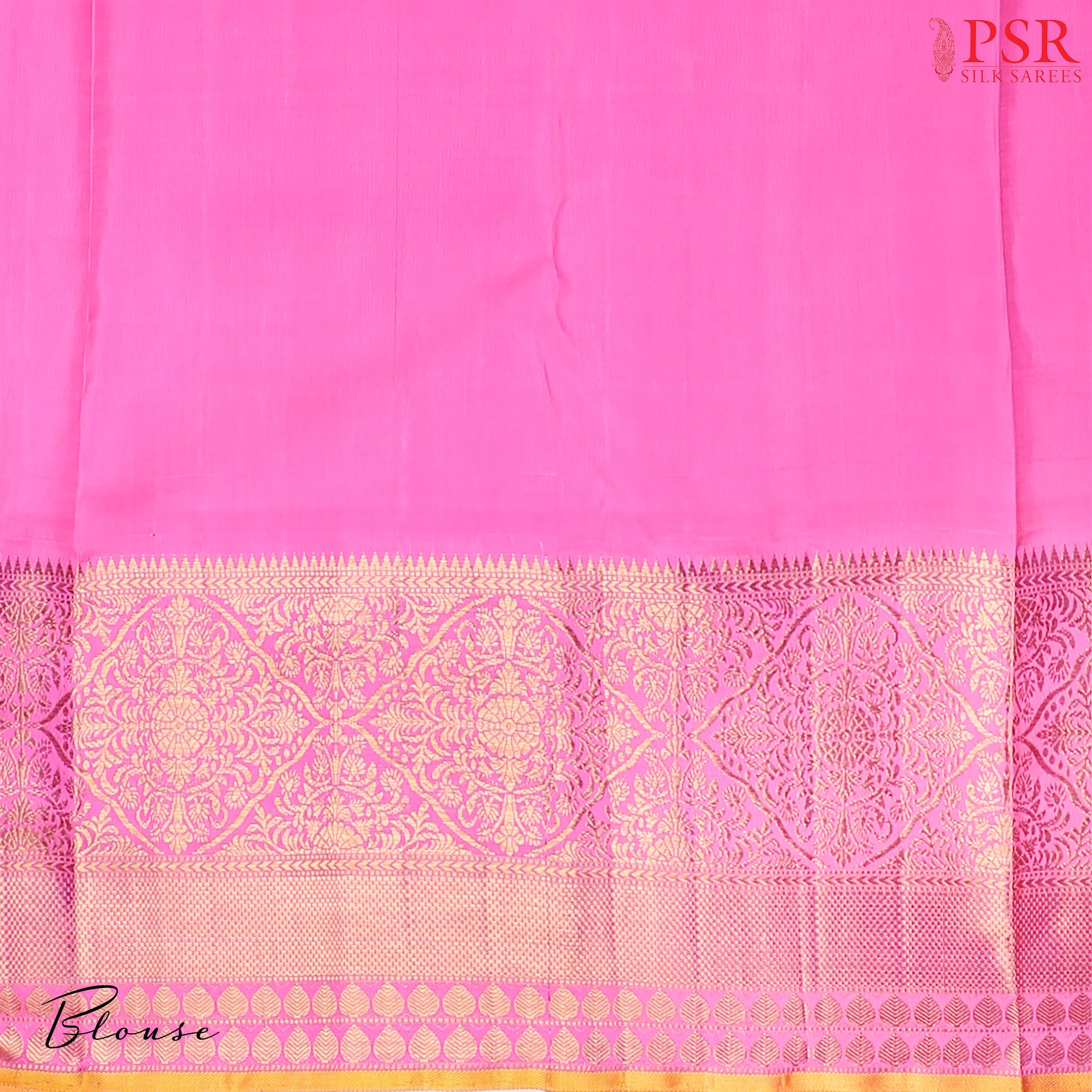 This stunning Sea Blue Summer & Fuchsia Pink Summer Kanchipuram Silk Saree crafted to perfection for brides who love a blend of tradition and charm