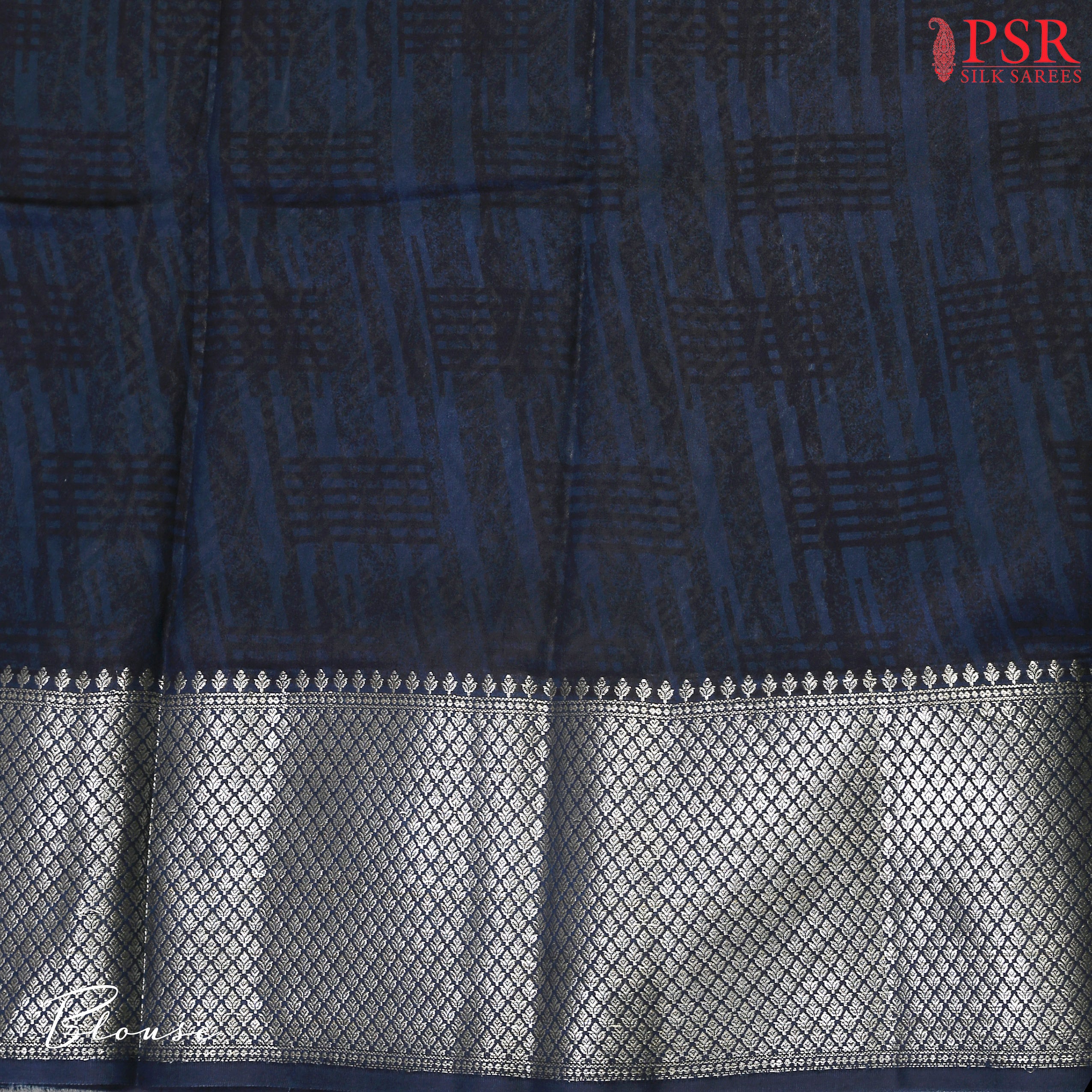 PSR Silks presents a delightful Navy Blue Chiniya Silk saree, exuding elegance and grace. This timeless piece features an elegantly designed hexagon tessellation pattern, adding a touch of tradition and charm to its allure.