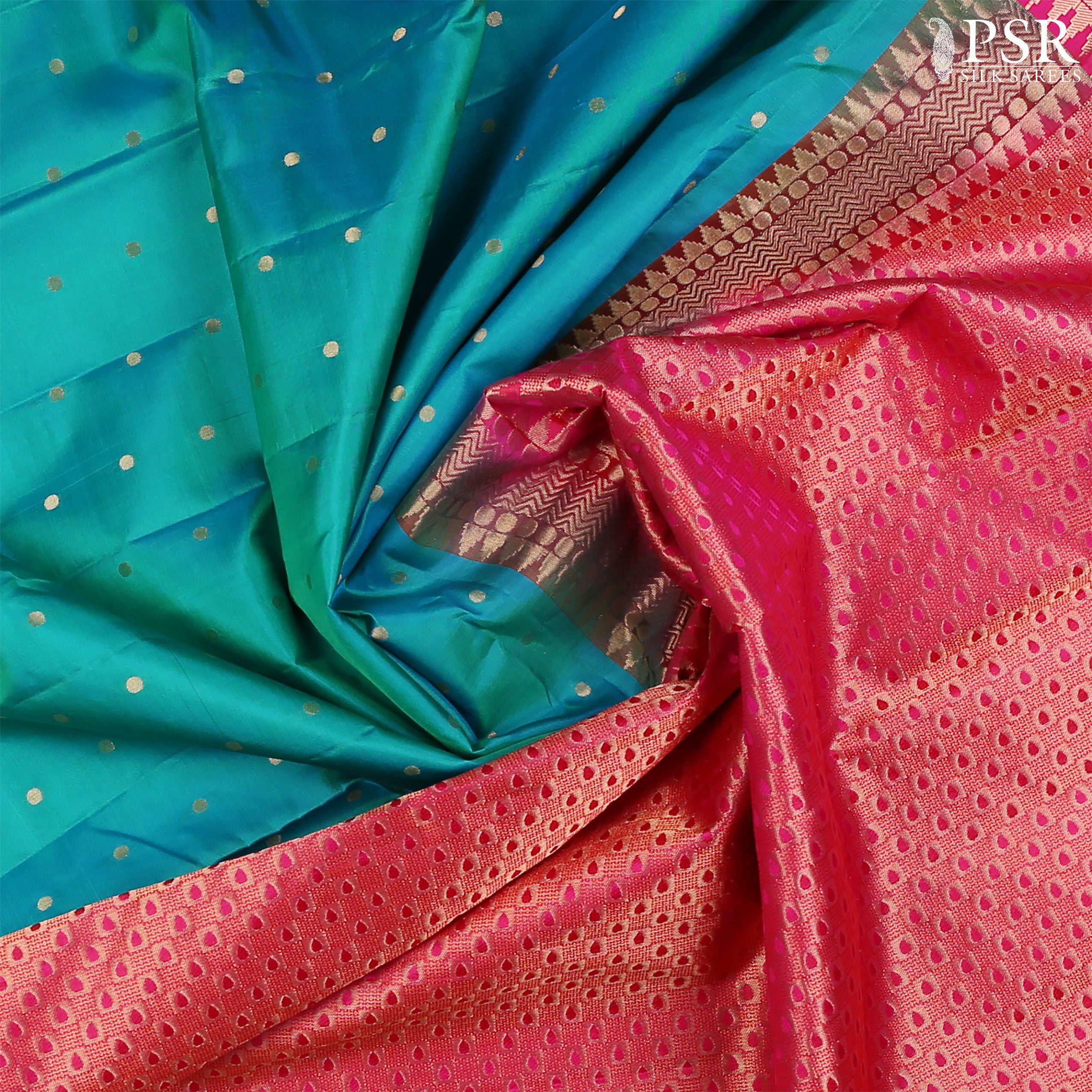 Turquoise Cyan Fancy Kanchipuram Silk Saree