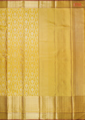 This Tuscan Yellow &amp; Brown Kanchipuram Silk Saree from PSR Silk Sarees is a timeless masterpiece from the "Vaichitrya Kanjivaram" collection