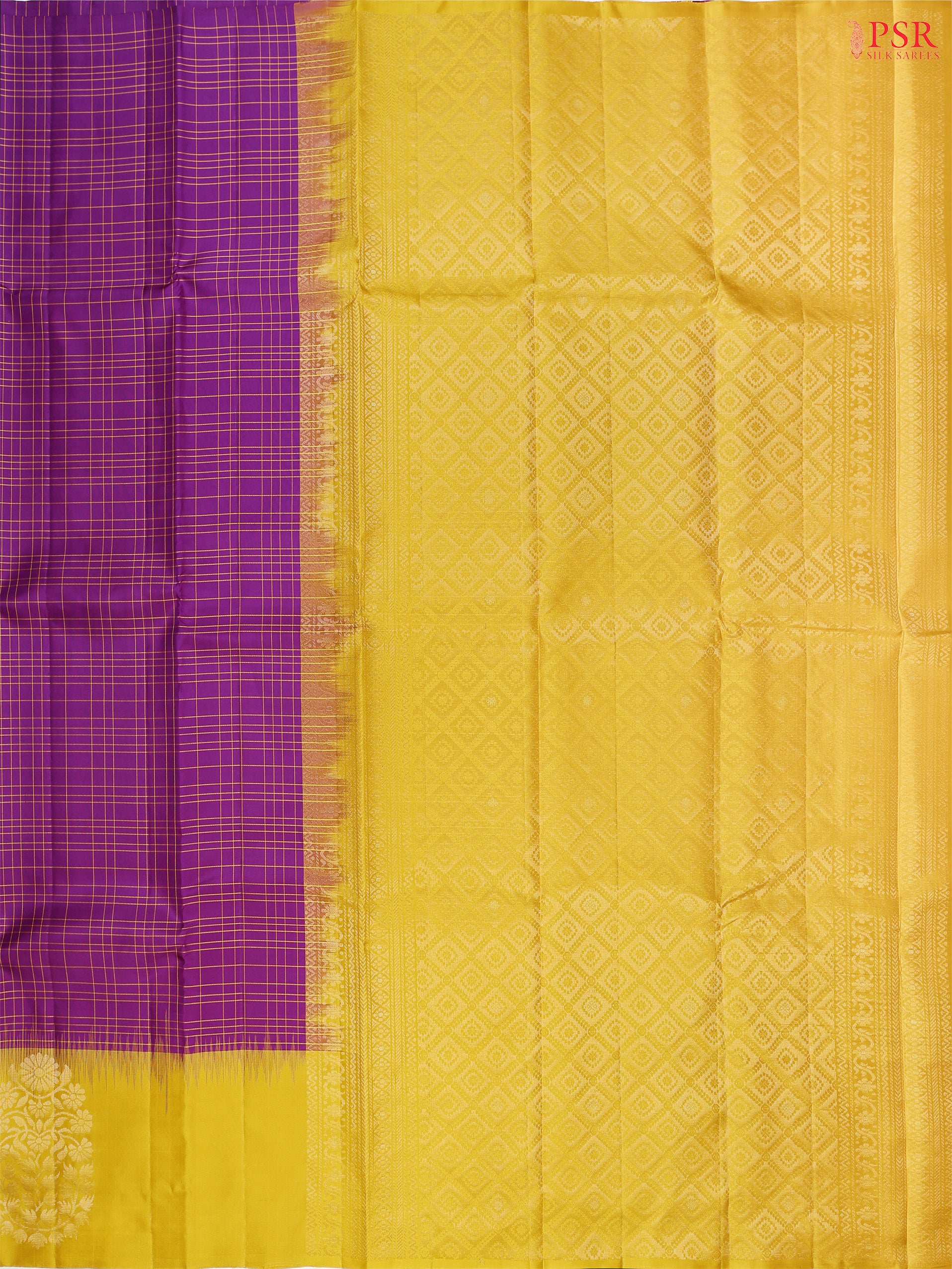 Graceful Vadamalli Purple Soft Silk Saree with Corn Yellow Accents