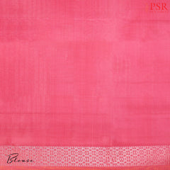 Indulge in the timeless beauty of our Yellow&nbsp;Kora Soft Silk Saree, gracefully paired with a Flamingo Pink contrast